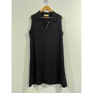 Outlooks Vintage Linen Button Down Collar Dress Womens Large Old Money Resort